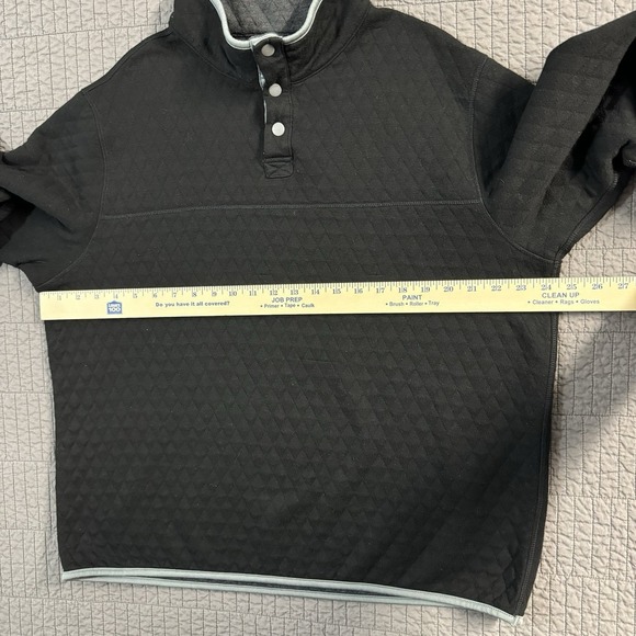 1/4 Snap T Reversible Pullover Men's Large Black Gray Quilted Outdoors Sweater - Picture 10 of 13